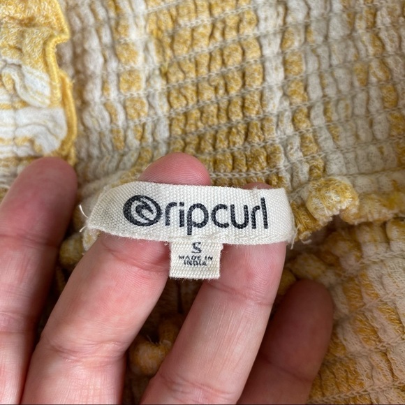 Rip Curl Seaside Stripe Pants Wide Leg High Waist Small Yellow White Pockets - Picture 10 of 11